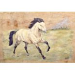 AMERICAN SCHOOL (20th century) FRAMED OIL ON VELLUM, depicting a horse in a landscape, signed “Roble