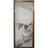 A 19TH CENTURY JAPANESE MEIJI PERIOD SILK WATERCOLOUR PAINTING depicting a scowling tiger. Image 131