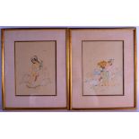 A PAIR OF EARLY 20TH CENTURY PERSIAN WATERCOLOURS. Image 17 cm x 24 cm.
