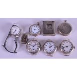 A GROUP OF EIGHT 19TH/20TH CENTURY SILVER POCKET & FOB WATCHES in various forms and sizes. (8)