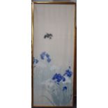 A 19TH CENTURY JAPANESE MEIJI PERIOD SILK WATERCOLOUR PAINTING depicting birds amongst foliage. Imag