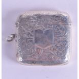 AN ANTIQUE SILVER VESTA CASE. 4.5 cm square.