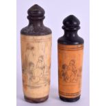 TWO CHINESE BONE SNUFF BOTTLES. (2)