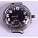A SILVER TRENCH WATCH. 3 cm wide.