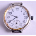 A SILVER TRENCH WATCH. 3 cm wide.