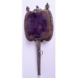 AN EARLY 20TH CENTURY INDIAN SILVER HAND MIRROR. 18 cm x 7 cm.