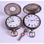 TWO SILVER POCKET WATCHES. 4.5 cm wide. (2)