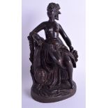 A LARGE 19TH CENTURY CARVED WOODEN FIGURE OF A NUDE FEMALE. 36 cm high.