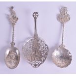 THREE LARGE CONTINENTAL SILVER SPOONS. 5.7 oz. (3)