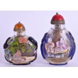 TWO CHINESE ENAMELLED SNUFF BOTTLES. 7 cm high. (2)