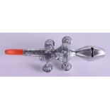 A SILVER BABIES RATTLE. 12 cm long.