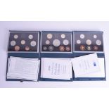 THREE BOXED COIN SETS. (3)