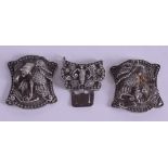 CHINESE SILVER FILIGREE PLAQUES. (3)