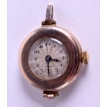 A 9CT GOLD WATCH. 11.1 grams. 2 cm wide.