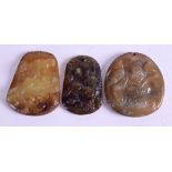 THREE CHINESE HARDSTONE PENDANTS. (3)