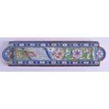 A RUSSIAN SILVER GILT AND ENAMEL TORAH HOLDER. 18 cm long.