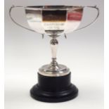 A 1930S SILVER PLATED ART DECO FISHING TROPHY. 15 cm x 18 cm.