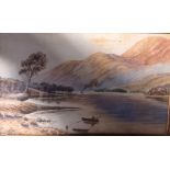 SCOTTISH SCHOOL (19th/20th century) FRAMED WATERCOLOUR, unsigned, figures fishing in a mountainous