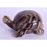 A 1950S CARVED AGATE TORTOISE PAPERWEIGHT. 8 cm x 8 cm.