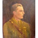 ENGLISH SCHOOL (Early 20th century) UNFRAMED OIL ON CANVAS, quarter length portrait of a male in mi