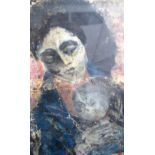 MANNER OF DMITITRI KRAPIVNY (1904-1940) RUSSIAN OIL ON CANVAS, abstract study of mother and child.