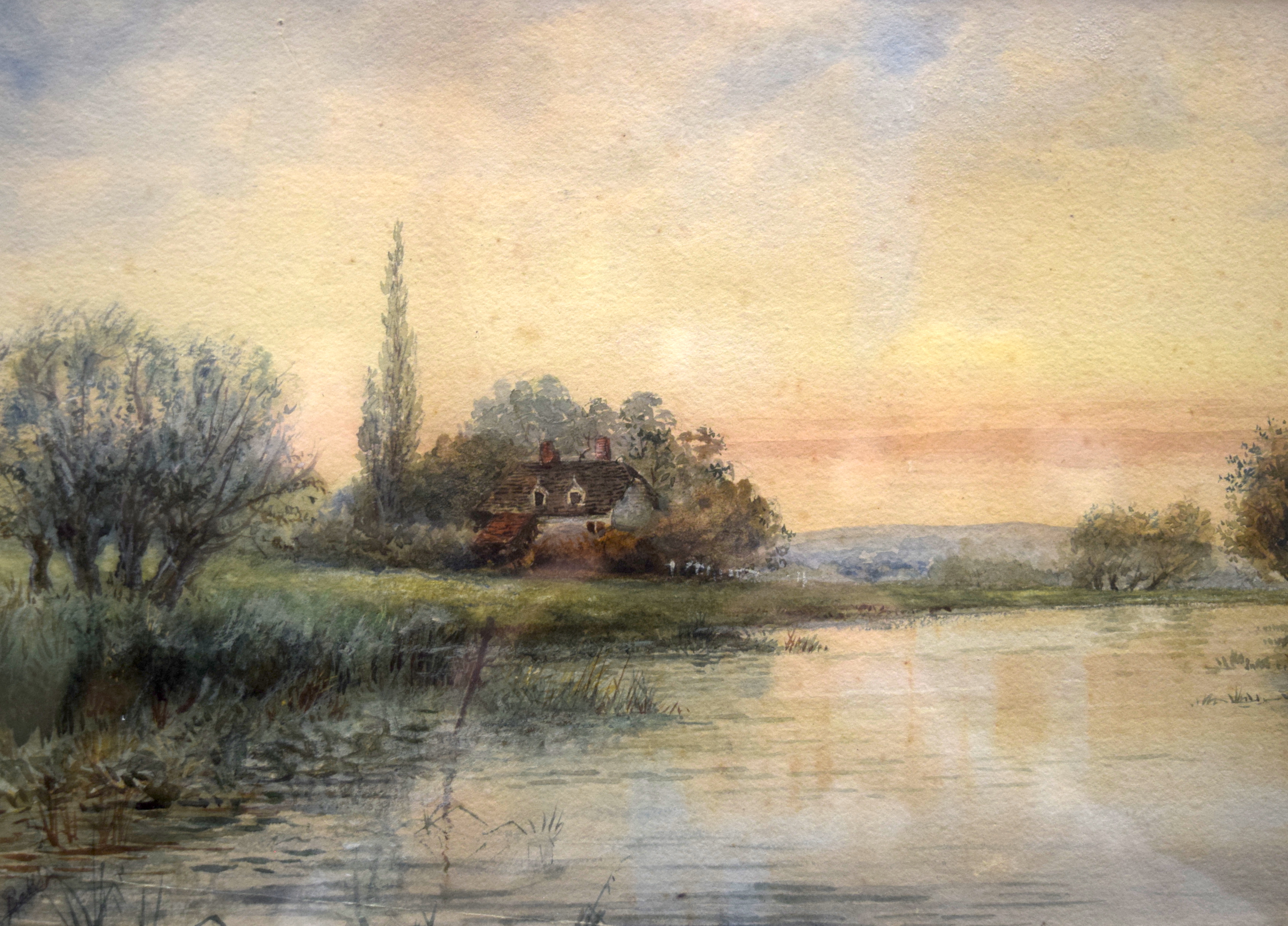 W BABE (British) FRAMED WATERCOLOUR, signed, river landscape. 24 cm x 35 cm. - Image 2 of 3