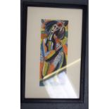 B. K (Russian) FRAMED ABSTRACT WATERCOLOUR, study of a seated female, initialled & dated '89. 21.5