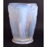 A LALIQUE DANAIDES GLASS VASE decorated with classical maidens. 19 cm x 14 cm.