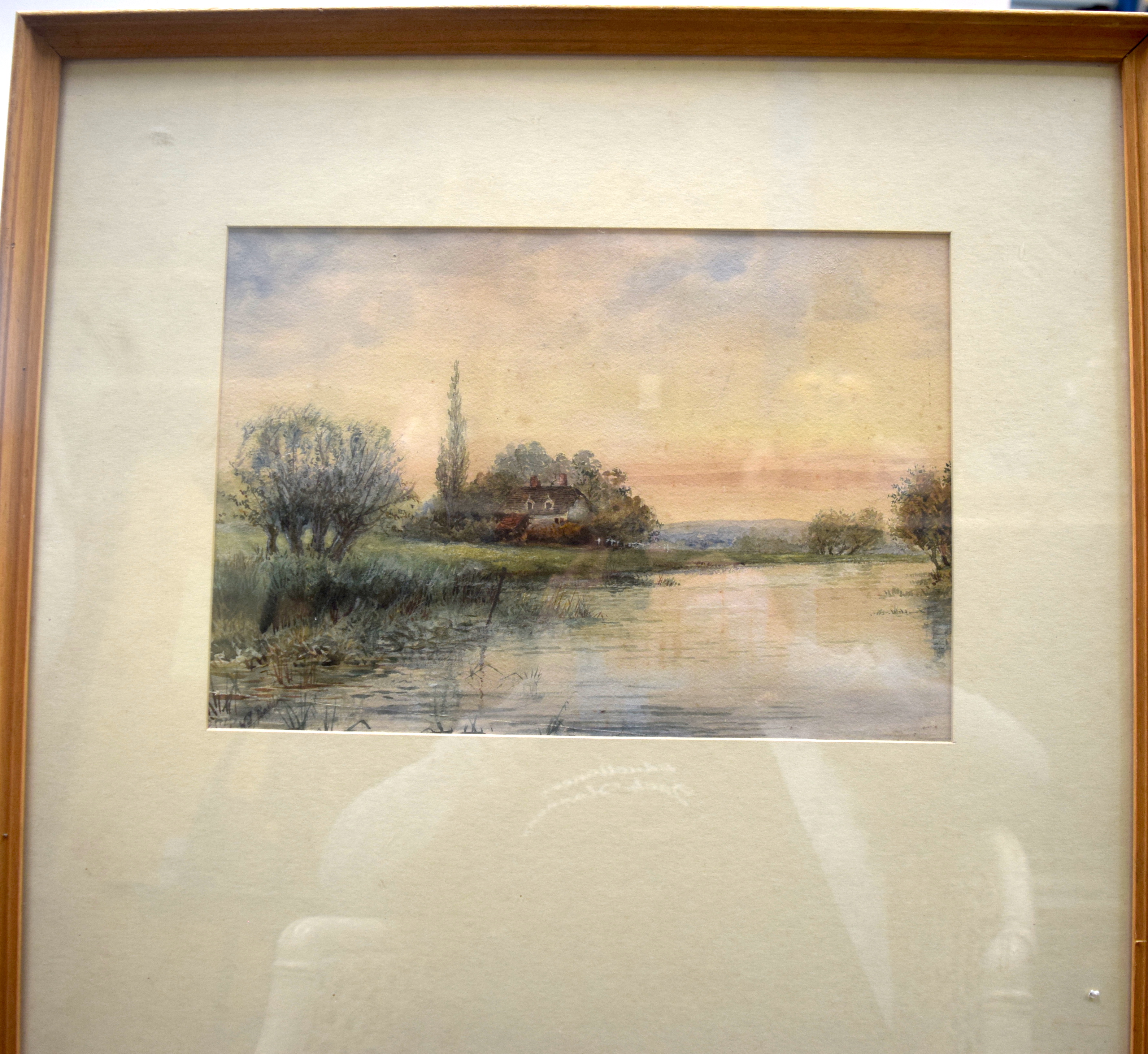 W BABE (British) FRAMED WATERCOLOUR, signed, river landscape. 24 cm x 35 cm.