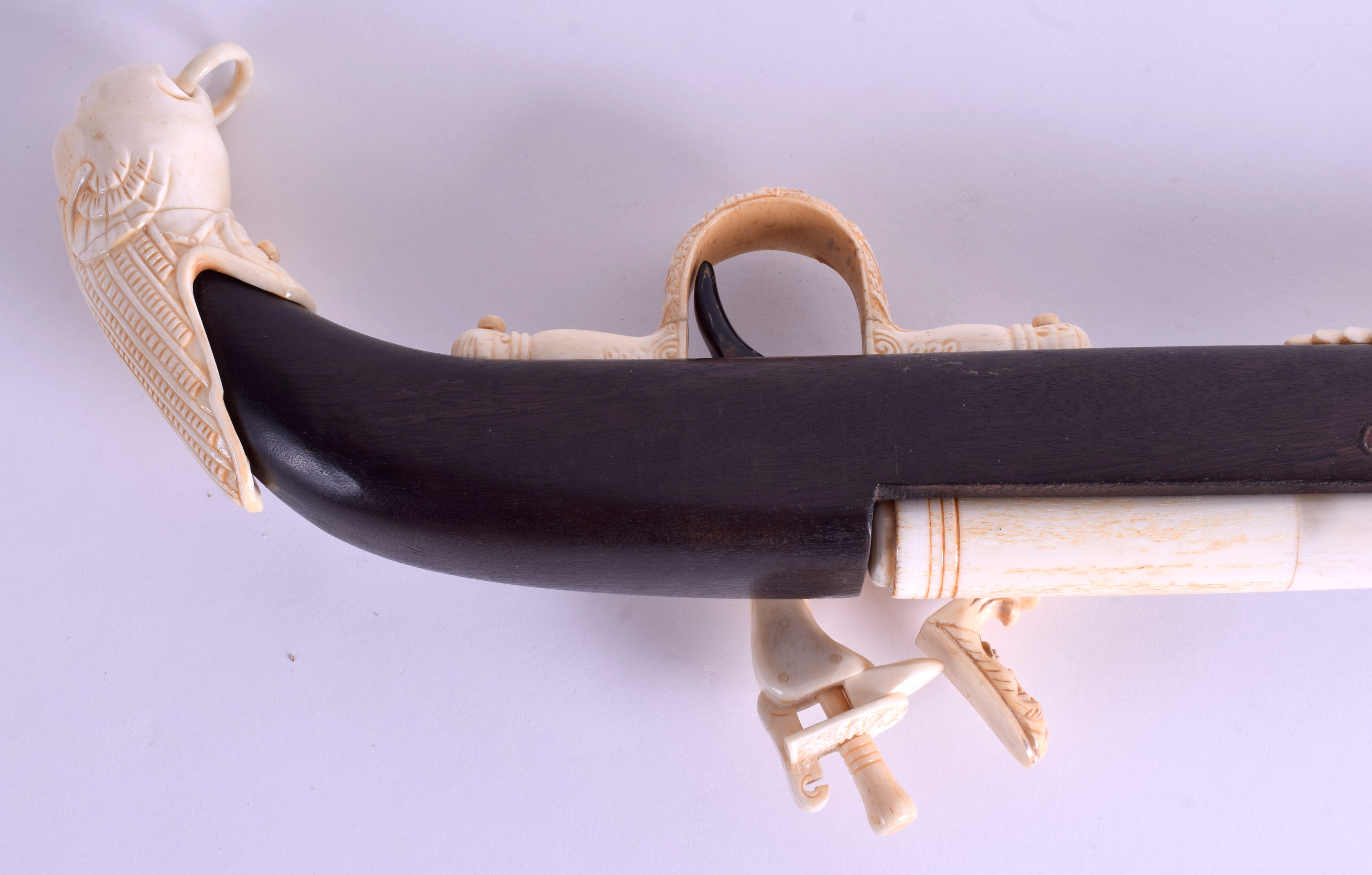 AN UNUSUAL CONTINENTAL BONE AND WOOD IMITATION HUNTING RIFLE. 92 cm long. - Image 3 of 3