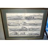 A FRAMED SCOTTISH ENGRAVING “VIEWS OF THE PRINCIPAL TOWNS AND CASTLES IN SCOTLAND, comprising of el