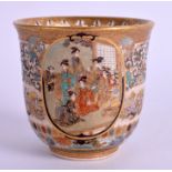 A FINE 19TH CENTURY JAPANESE MEIJI PERIOD SATSUMA BEAKER painted with figures and landscapes. 6.75