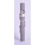 A 1920S SHAGREEN SILVER PLATED DRAGON CIGAR HOLDER. 20 cm long.