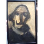 RUSSIAN SCHOOL (20th century) FRAMED ABSTRACT WATERCOLOUR PORTRAIT OF WILLIAM SHAKESPEARE, quarter