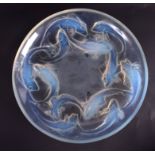 A RARE LARGE LALIQUE MARTIQUES GLASS BOWL decorated with swimming gurnard. 36 cm diameter.