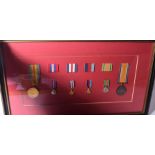 A FRAMED GROUP OF MEDALS, “The Great War For Civilisation”, together with five others. 30 cm x 51 c