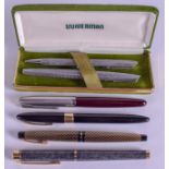 A PAIR OF WATERMAN PENS together with four other pens. (6)