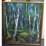 B.T.B. (Russian) FRAMED IMPRESSIONIST OIL ON BOARD, initialled & dated '81, trees in a landscape. 3