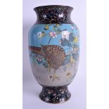 A LARGE 19TH CENTURY JAPANESE MEIJI PERIOD CLOISONNE ENAMEL VASE in the manner of Gonda Hirosuke, d