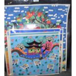 A COLLECTION OF 27 CHINESE JINSHAN PEASANT PAINTINGS in various forms. Mainly 40 cm. Square. (27)