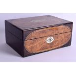 A VICTORIAN WALNUT AND MOTHER OF PEARL JEWELLERY BOX. 28 cm x 21 cm.