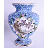 A RARE 18TH CENTURY CONTINENTAL PORCELAIN SCHNEEBALLEN VASE possibly Chelsea or Meissen, painted wi