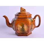 A VERY RARE 18TH CENTURY STAFFORDSHIRE TEAPOT AND COVER possibly Thomas Whieldon's Fenton Vivian Fa