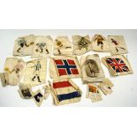 A COLLECTION OF VINTAGE SILK FOOTBALL BADGES, together with silk cigarette flags. (qty)