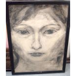 RUSSIAN SCHOOL (20th century) FRAMED 20TH CENTURY DRAWING, portrait of a female. 31 cm x 22 cm.