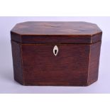 AN EARLY 19TH CENTURY TUNBRIDGWARE TYPE ROSEWOOD TEA CADDY. 19 cm x 11 cm.