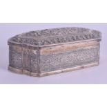 A 19TH CENTURY INDIAN KUTCH SILVER RECTANGULAR BOX decorated with foliage and vines. 8.3 oz. 14 cm