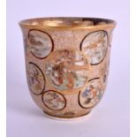 A FINE 19TH CENTURY JAPANESE MEIJI PERIOD SATSUMA BEAKER painted with circular roundels of figures