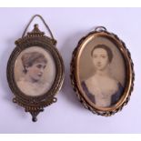 A LATE 19TH CENTURY PAINTED PORTRAIT MINIATURE within a Chinese style frame, together with another.