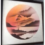 DUVALL GREATWOOD (British) FRAMED WATERCOLOUR “SUNSET BILLIARD”, signed, landscape scene. 41 cm x 4